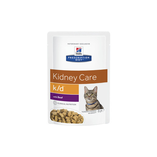 Паучи Hill's Prescription Diet k/d Kidney Care with Beef с говядиной диета при лечении заболеваний почек и МКБ для кошек 85г (3411)