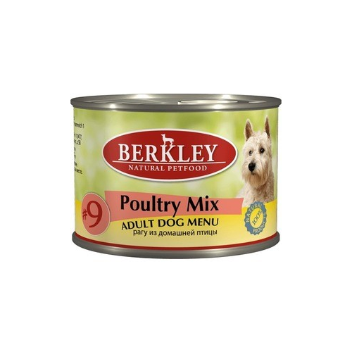 Консервы Berkley Adult Dog Menu Poultry Mix № 9 рагу из домашней птицы для взрослых собак 200г (75005)