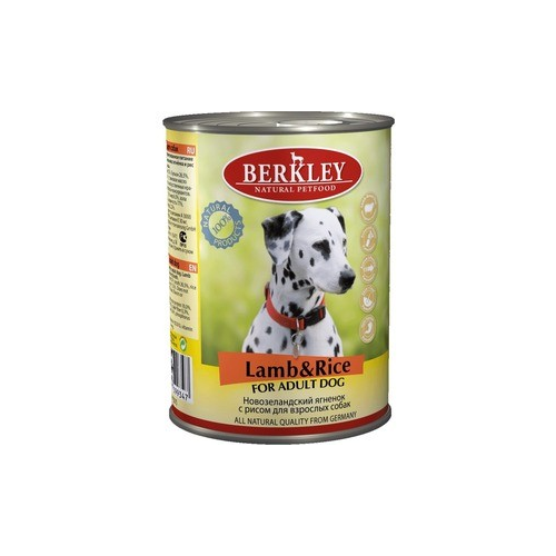 Консервы Berkley For Adult Dog Lamb & Rice с новозеландским ягненком и рисом для взрослых собак 400г (75075)