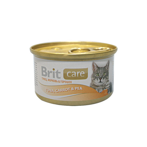 Консервы Brit Care Cat Tuna,Carrot & Pea с тунцом,морковью и горошком для кошек 80г (100062)