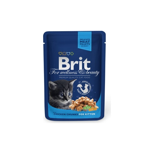Паучи Brit Premium Cat Kitten Chicken Chunks с кусочками курицы для котят 100г (100309)