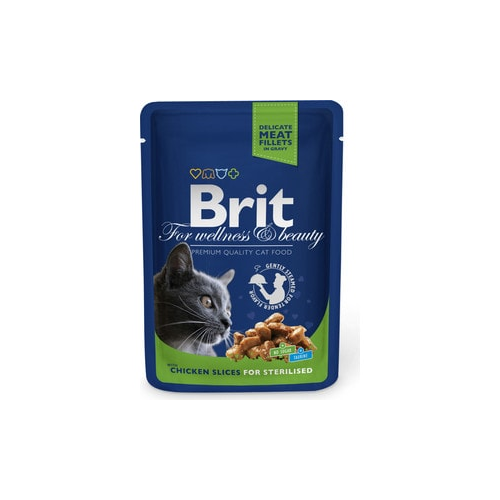 Паучи Brit Premium Cat Chicken Slices for Sterilised с кусочками курицы для стерилизованных кошек 100г (100310)