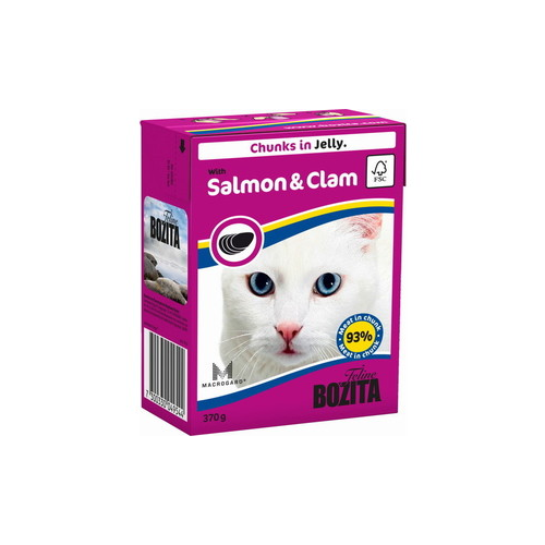 Консервы BOZITA Chunks in Jelly with Salmon & Clam кусочки в желе с лососеми и мидиями для кошек 370г (4954)