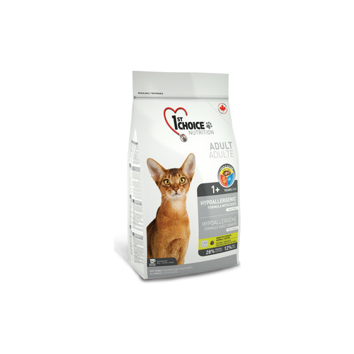Сухой корм 1-ST CHOICE Adult Cat Hypoallergenic Grain Free with Duck беззерновой с уткой и бататом для кошек с проблемами пищеварения 2,72кг(102.1.251)