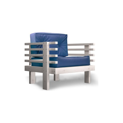 Кресло Anderson Стоун бел дуб-синий кож.зам