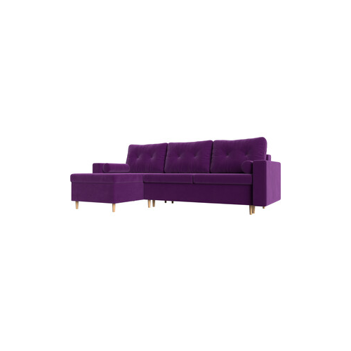 Угловой диван АртМебель Белфаст микровельвет фиолетовый левый угол