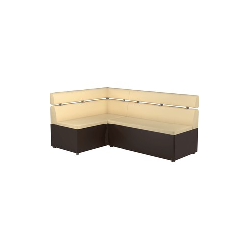Кухонный угловой диван Мебелико Классик эко-кожа бежево/коричневый левый