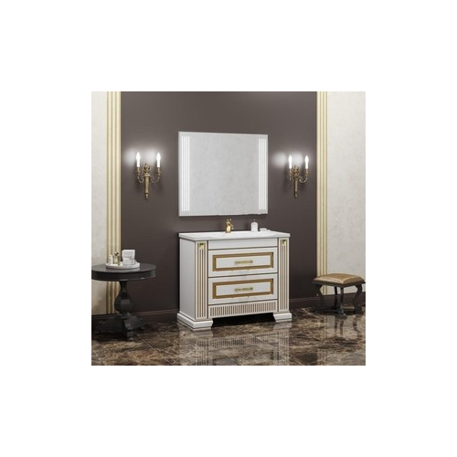 Мебель для ванной Opadiris Оникс 100 белый глянцевый/золото