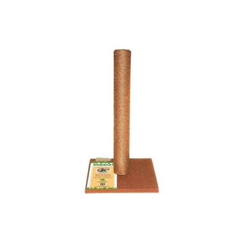 Когтеточка HomeCat столбик ковролин джут коричневая для кошек (410х410х630)