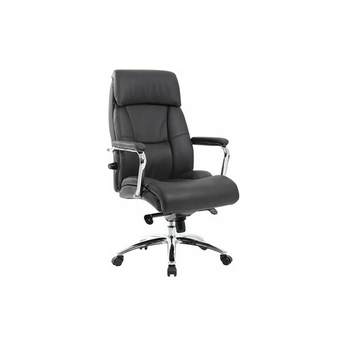 Кресло офисное Brabix Phaeton EX-502 натуральная кожа хром черное 530882