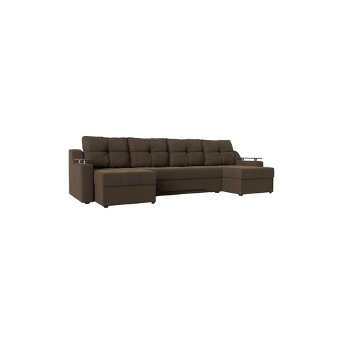 Угловой диван Мебелико Сенатор-П рогожка коричневый