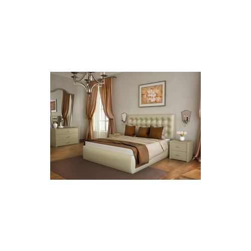 Кровать Lonax Аврора с основанием экокожа albert pearl (140x190 см)