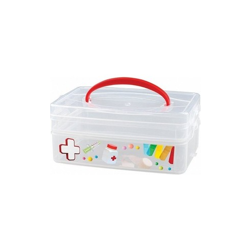 Коробка универсальная Бытпласт с ручкой и декором ''MULTI BOX'' 2 секции, 245Х160Х105мм
