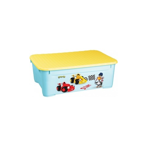 Ящик для игрушек Бытпласт 555х390х190 мм с аппликацией (голубой) (431377802)
