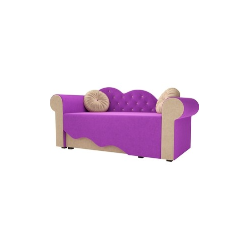 Детская кровать АртМебель Тедди-2 микровельвет фиолетовый/бежевый левый угол