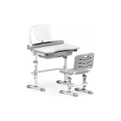 Комплект мебели (столик + стульчик + лампа) Mealux EVO-17 G с лампой столешница белая/пластик серый