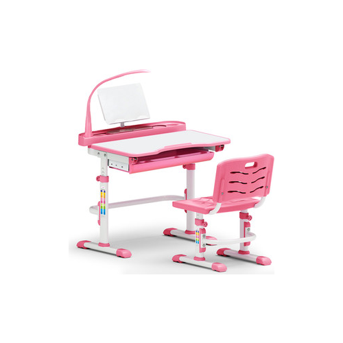 Комплект мебели (столик + стульчик + лампа) Mealux EVO-18 PN столешница белая/пластик розовый