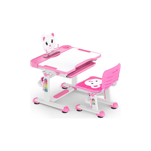 Комплект мебели (столик + стульчик) Mealux BD-04 Teddy pink столешница белая/пластик розовый