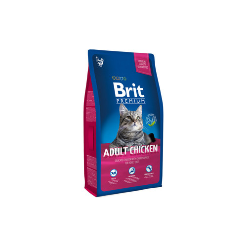 Сухой корм Brit Premium Cat Adult Chicken с мясом курицы и куриной печенью для взрослых кошек 8кг (513093)
