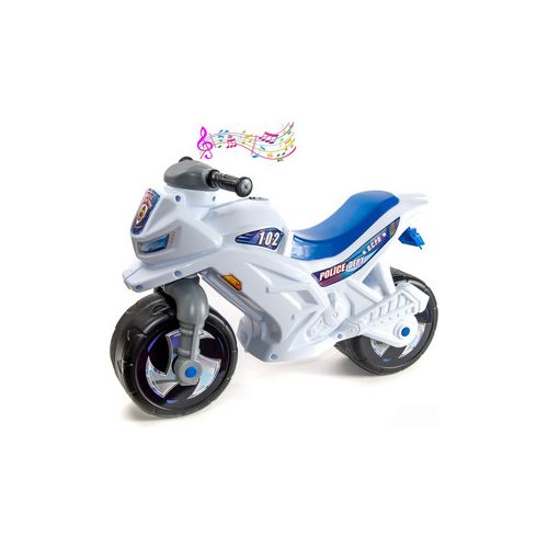 Каталка-мотоцикл RT ОР501в3 беговел Racer RZ 1 Полиция с музыкой, цвет бело-синий