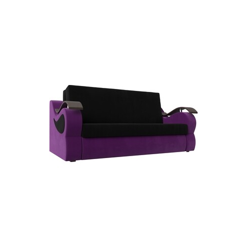 Прямой диван АртМебель Меркурий вельвет черный/фиолетовый (120)