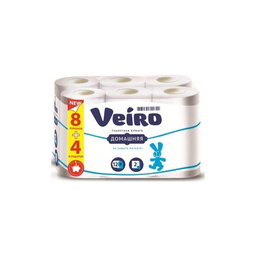 Туалетная бумага Veiro Домашняя белая 2 слоя 12 рулонов