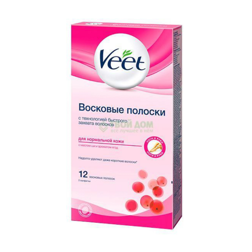 Восковые полоски Veet для депиляции для нормальной кожи 12шт (12/7508405)