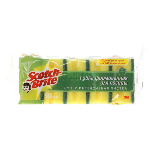 Губка для посуды 3M Scotch-Brite Интенсив Формированная 5 шт