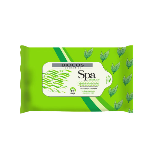 Салфетки влажные spa harmony/зеленый чай упаковка 15штук (BIO820096)