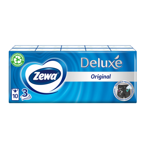 Носовые Платки Zewa Deluxe, 3 слоя, 10шт.x10