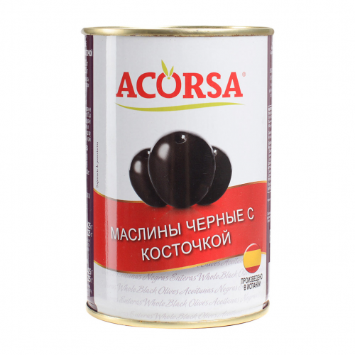 Оливки черные Acorsa с косточкой 425 г