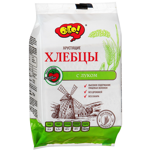 Хлебцы ОГО! с луком без дрожжей и сахара 75 г