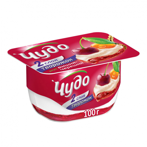 Десерт творожный Чудо творожок воздушный Вишня-Черешня 4% 100 г