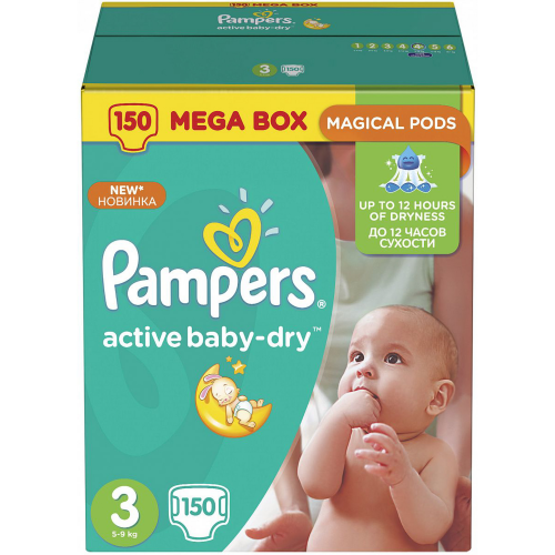 Подгузники Pampers Active Baby-Dry 3 (5-9 кг) 150 шт