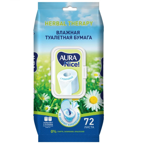 Туалетная бумага AURA Влажная 72шт