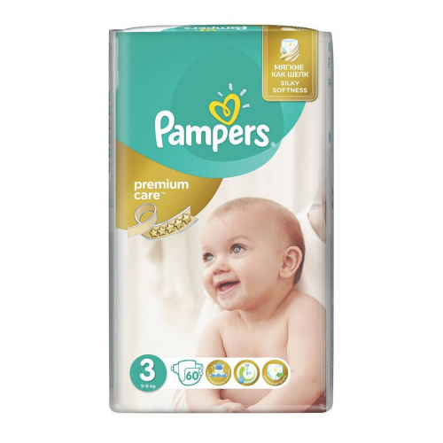 Подгузники Pampers Premium Care 3 (4-9 кг) 60 шт