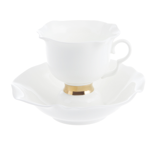 Чашка с блюдцем чайная ИФЗ 200 мл Белый цветок Золотая лента 200 мл