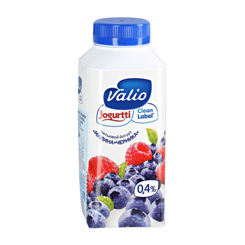 Питьевой йогурт Valio Clean Label с малиной и черникой 0,4% 330 г