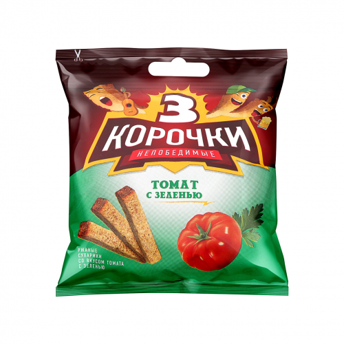 Сухарики ржаные Три корочки Томаты, зелень 40 г