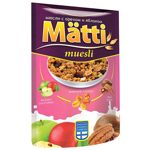 Мюсли Matti с орехом и яблоком 250 г