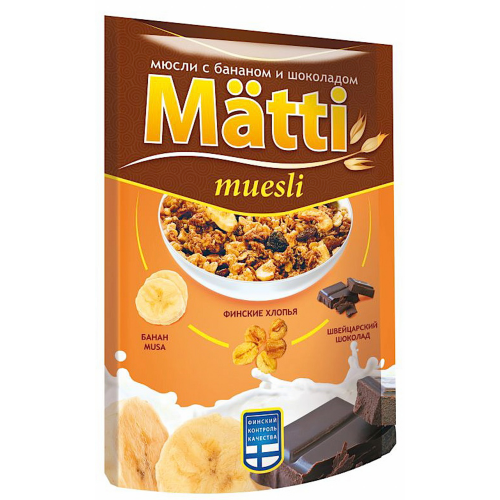 Мюсли Matti с бананом и шоколадом 250 г