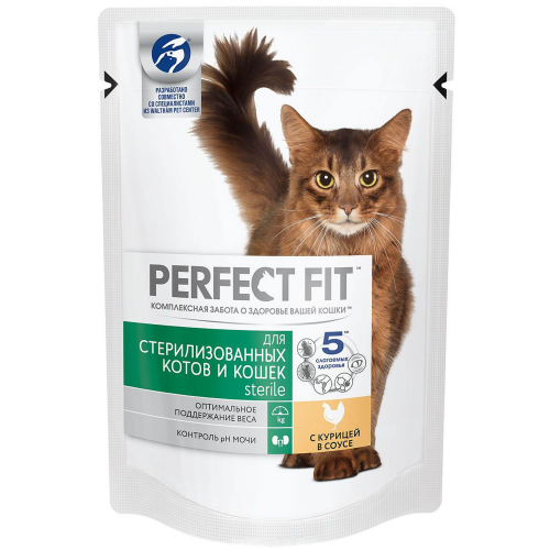 Корм для кошек Perfect Fit для стерилизованных, курица пауч 85г