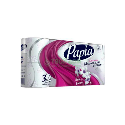 Туалетная бумага Hayat Papia Цветы Бали 3 слоя 8 рулонов (5031379)
