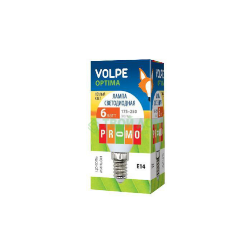 Лампочка Volpe LED-G45-6W/WW/E14/FR/O КАРТОН