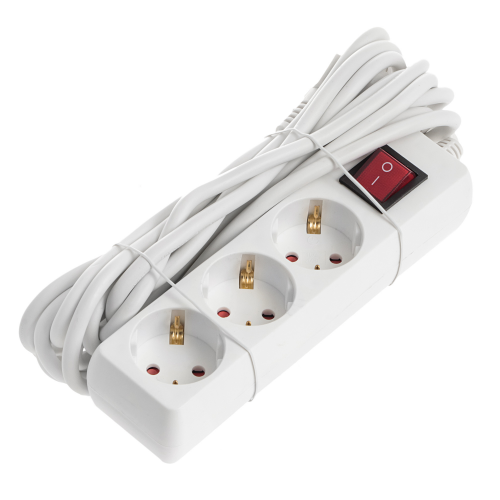 Удлинитель сетевой Megavolt boyang 5м 250v~ 16a max 3000w, h05vv-f 3g1,0mm2