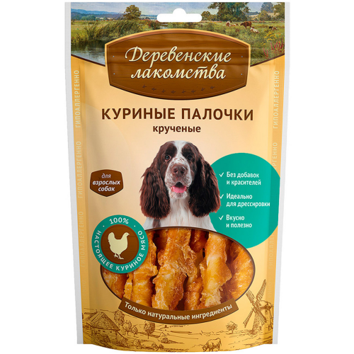 Лакомство Деревенские лакомства Куриные палочки крученые 90г