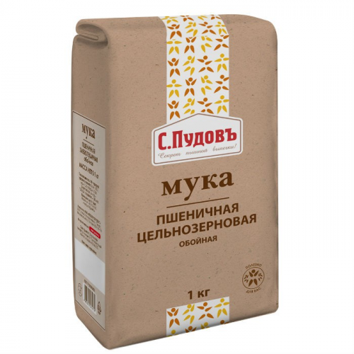 Мука цельнозерновая С.Пудовъ пшеничная 1 кг