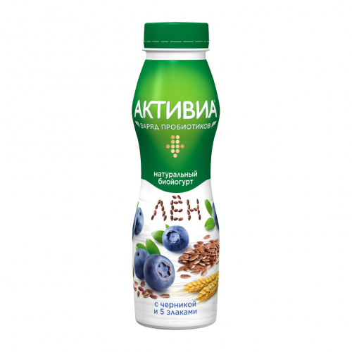 Биойогурт Активиа 5 злаков черника, семена льна 2,9% 290 г