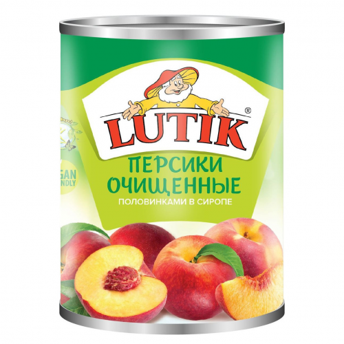 Персики очищенные половинками Lutik в сиропе 425 мл