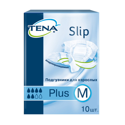 Подгузники для взрослых дышащие ТЕНА Слип Плюс (TENA Slip Plus) размер M (70-110 cm) 10 шт